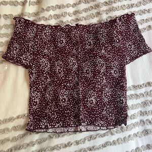 PacSun Red and White Off-the-Shoulder Crop Blouse